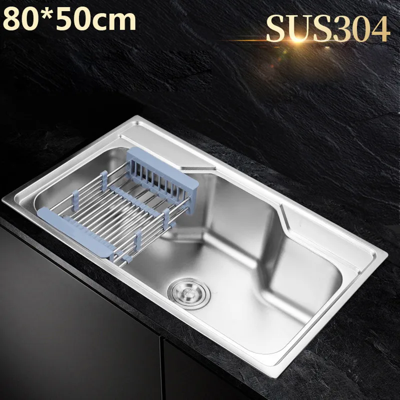 SUS304 нержавеющая сталь нано-процесс раковина 8050 большой однорезервуар многофункциональная кухонная раковина одна чаша кухонная раковина