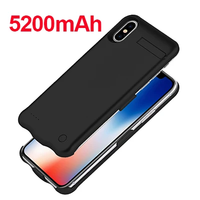 Черный 5200 мАч перезаряжаемый внешний аккумулятор чехол для iPhone X Внешний портативный держатель для телефона зарядное устройство чехол Резервный чехол для iPhone X - Цвет: Черный