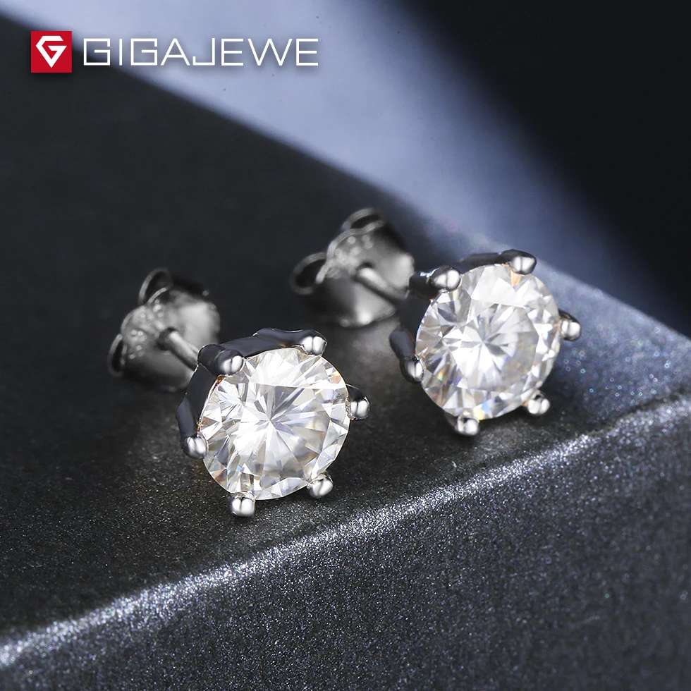 GIGAJEWE 0.8ctX2pcs белый цвет Муассанит свободные каменные классические шестигранные серьги с муассанитом