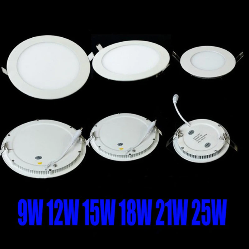 Ультра Яркая Тонкая Диммируемая 6Вт 9Вт 12Вт 15Вт / 18Вт 21Вт Светодиодная Встраиваемая Потолочная Сетчатая Подсветка / Тонкий Круглый Панельный Свет