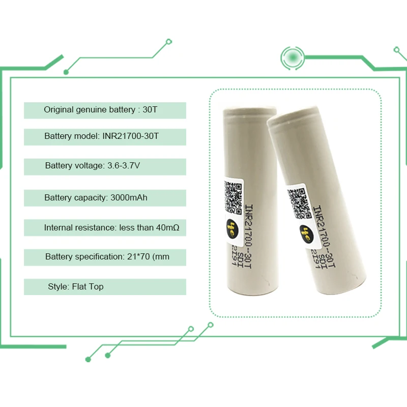 Новинка, аккумулятор 30T 3000mAh 3,7 V 21700, литий-ионный аккумулятор, отвертка/вейп/инструменты «сделай сам», аккумулятор и отвертка