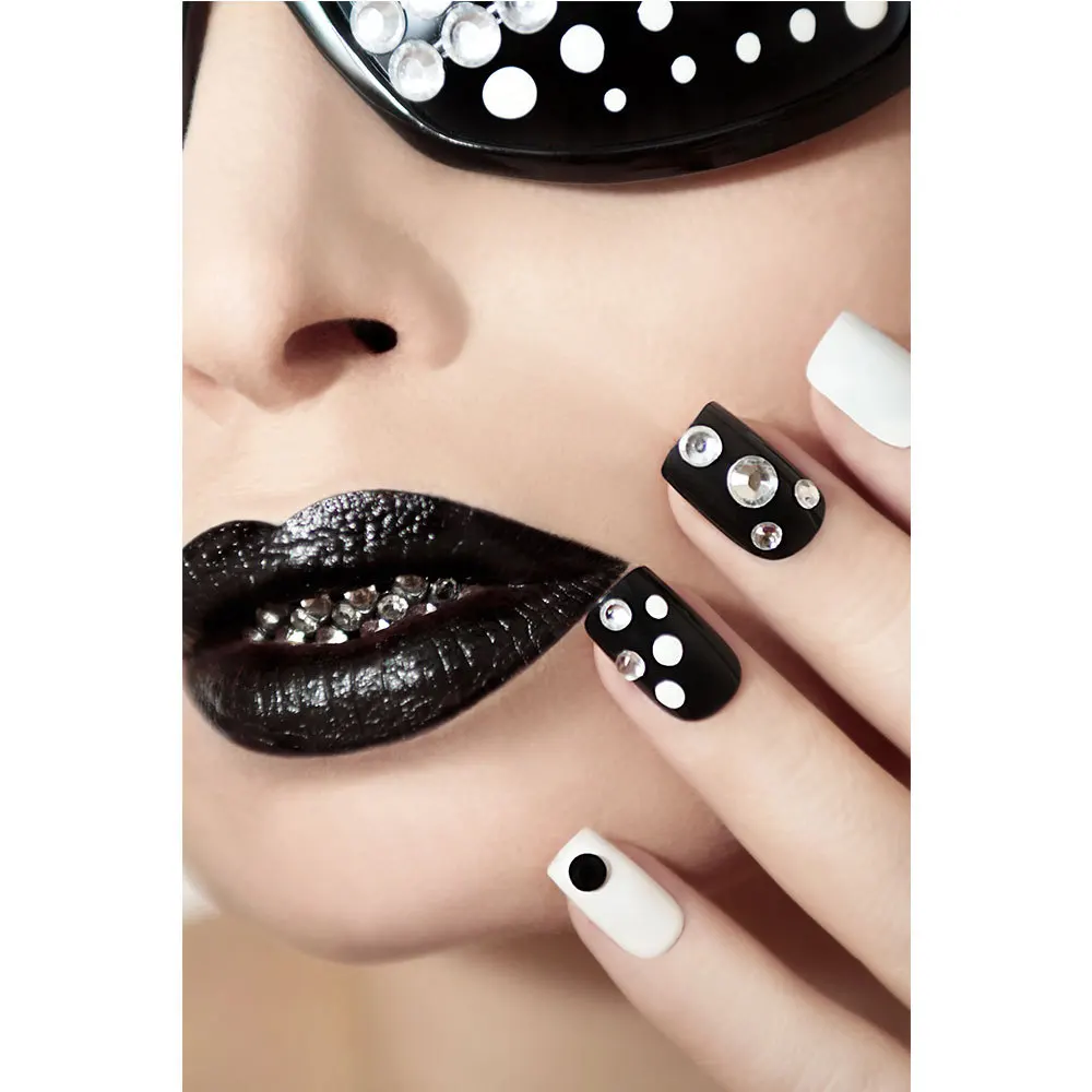 Женский портрет на ногтях рук красные губы губы гостиная домашнее искусство декор 2018 Новый приход Нет рамы тканевый постер.