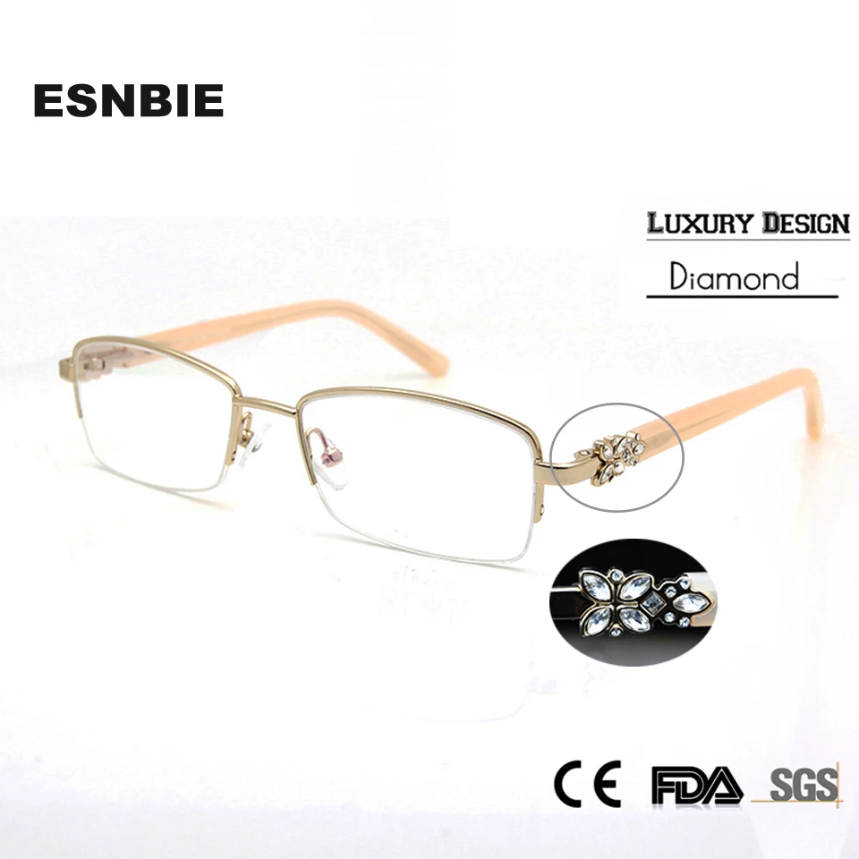 Женские очки ESNBIE, высококачественные прозрачные Линзы для очков со стразами от AliExpress WW