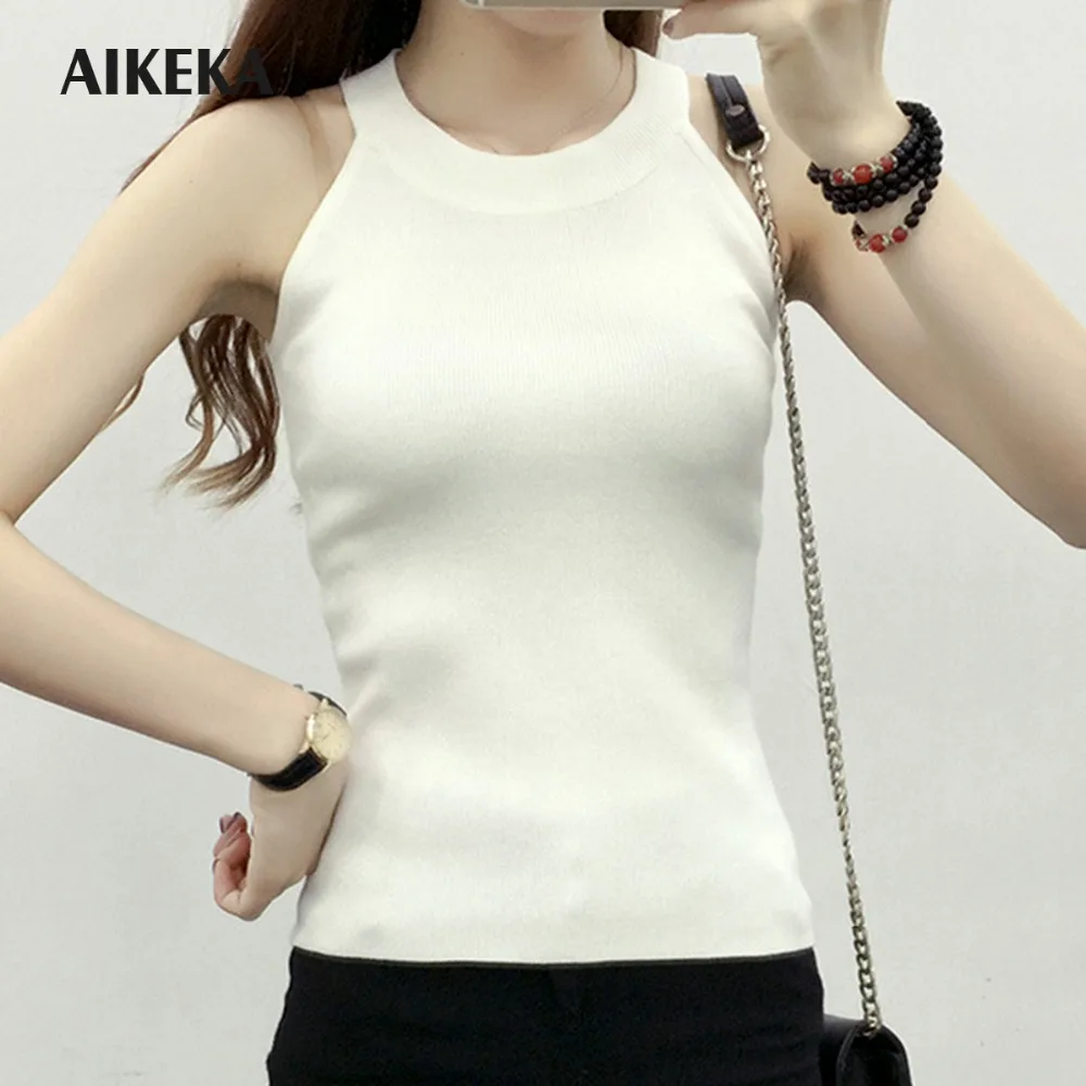 2017 осень-зима Для женщин топ плотно дна тонкий все матч жилет без рукавов