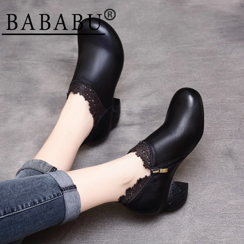 Новинка сезона весна лето 2019 кожаные тонкие туфли в стиле ретро с круглым носком