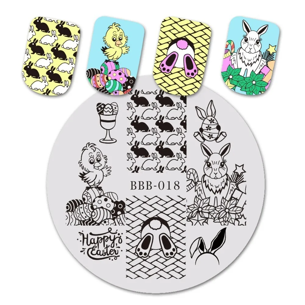 BBB-018 BeautyBigBang 5,6 см штамповочная пластина для лака для ногтей круглая Звезда Луна звездное небо дизайн ногтей штамп трафареты шаблонные штампы пластины - Цвет: BBB-018