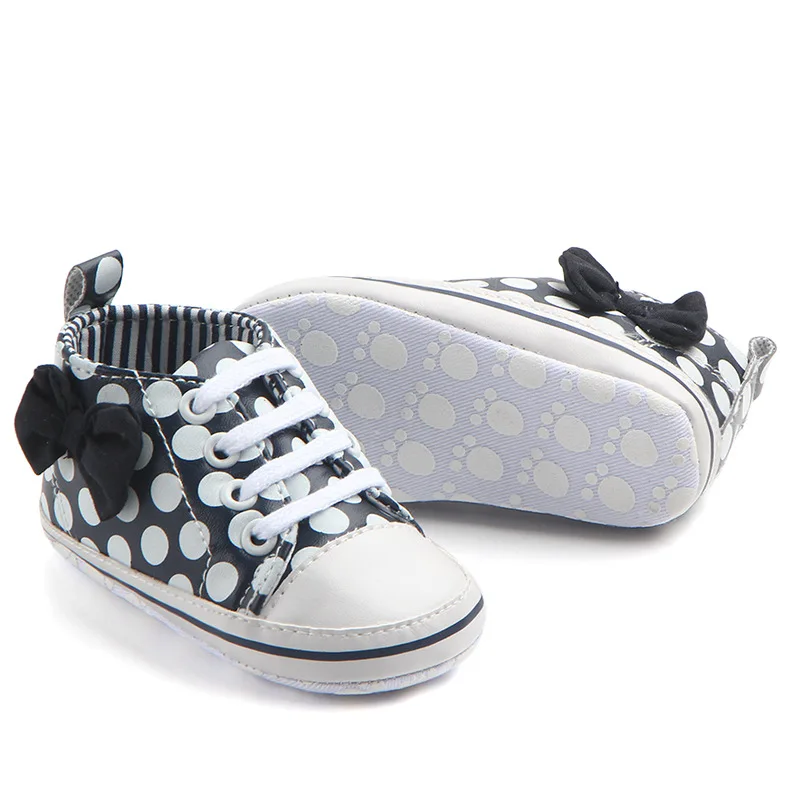 Новинка обувь для маленьких девочек на шнуровке с бантом в горошек Infantil Bebe | Мать