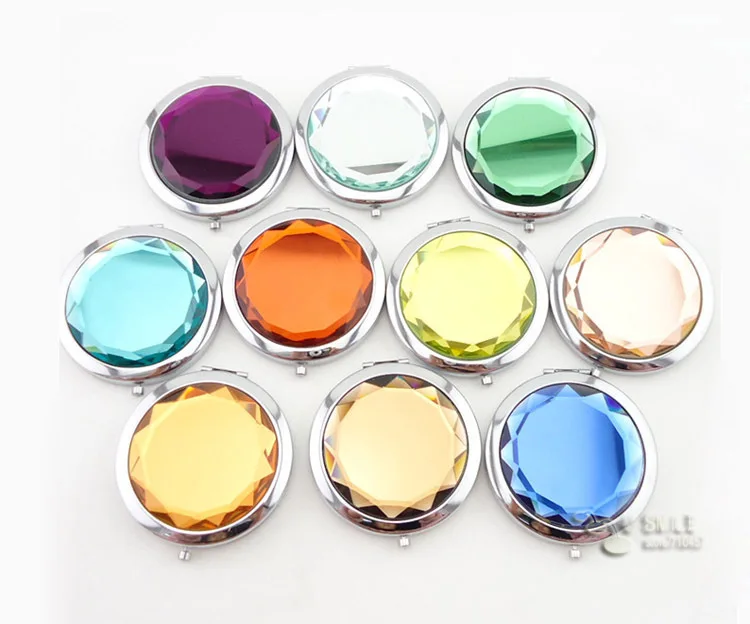 50X косметическое компактное зеркало назад Выгравированы Кристалл