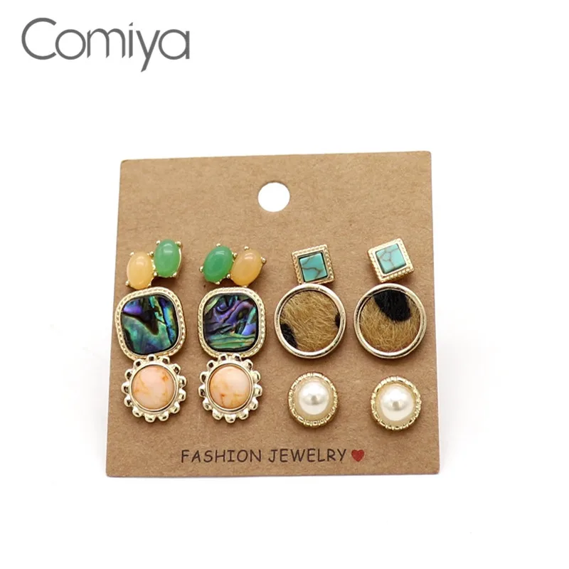 Серьги гвоздики Comiya для женщин круглый узор в виде сердца Геометрический слон