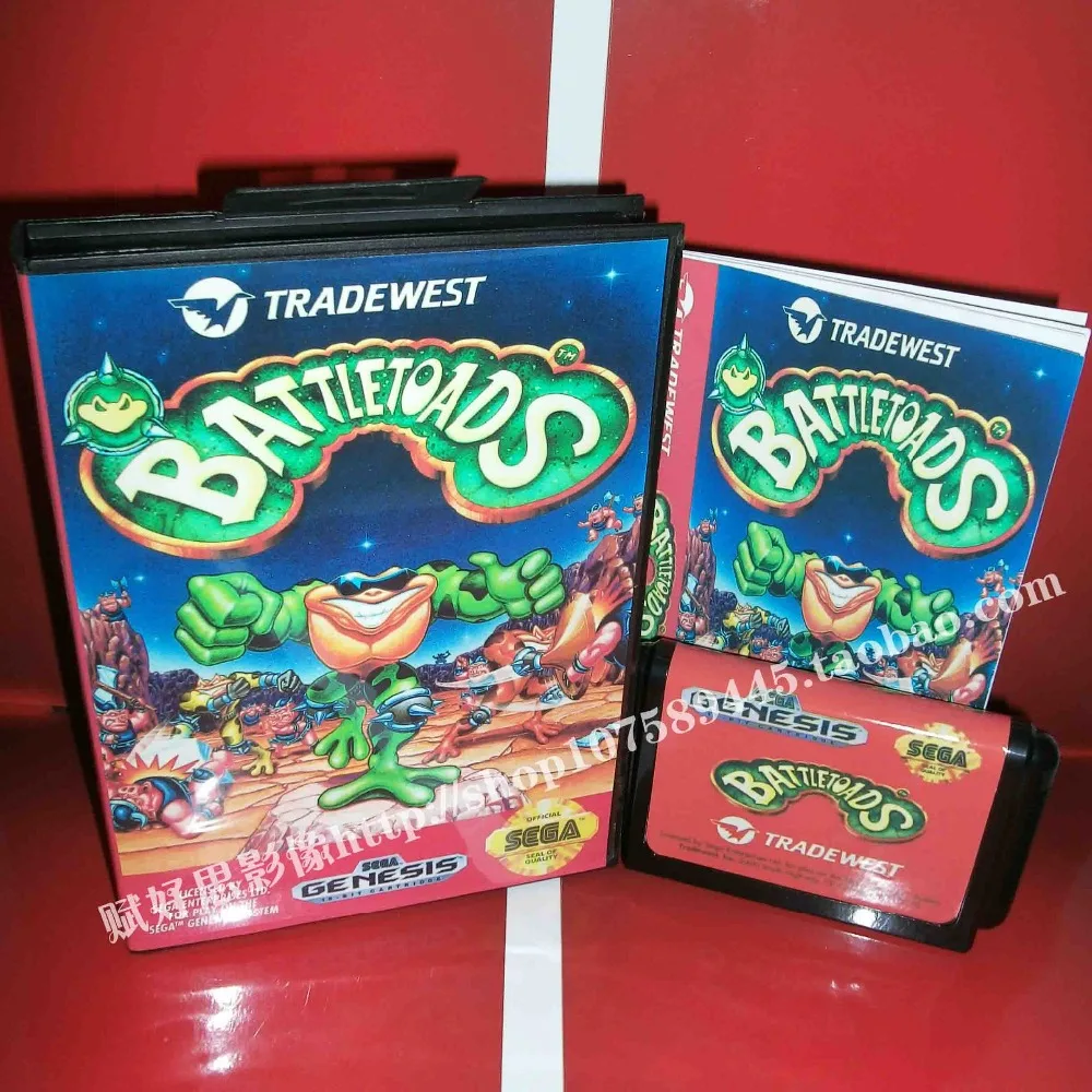 Sega MD game - Battletoads with Box and Manual for 16 bit Cartridge Megadrive Genesis system | Электроника