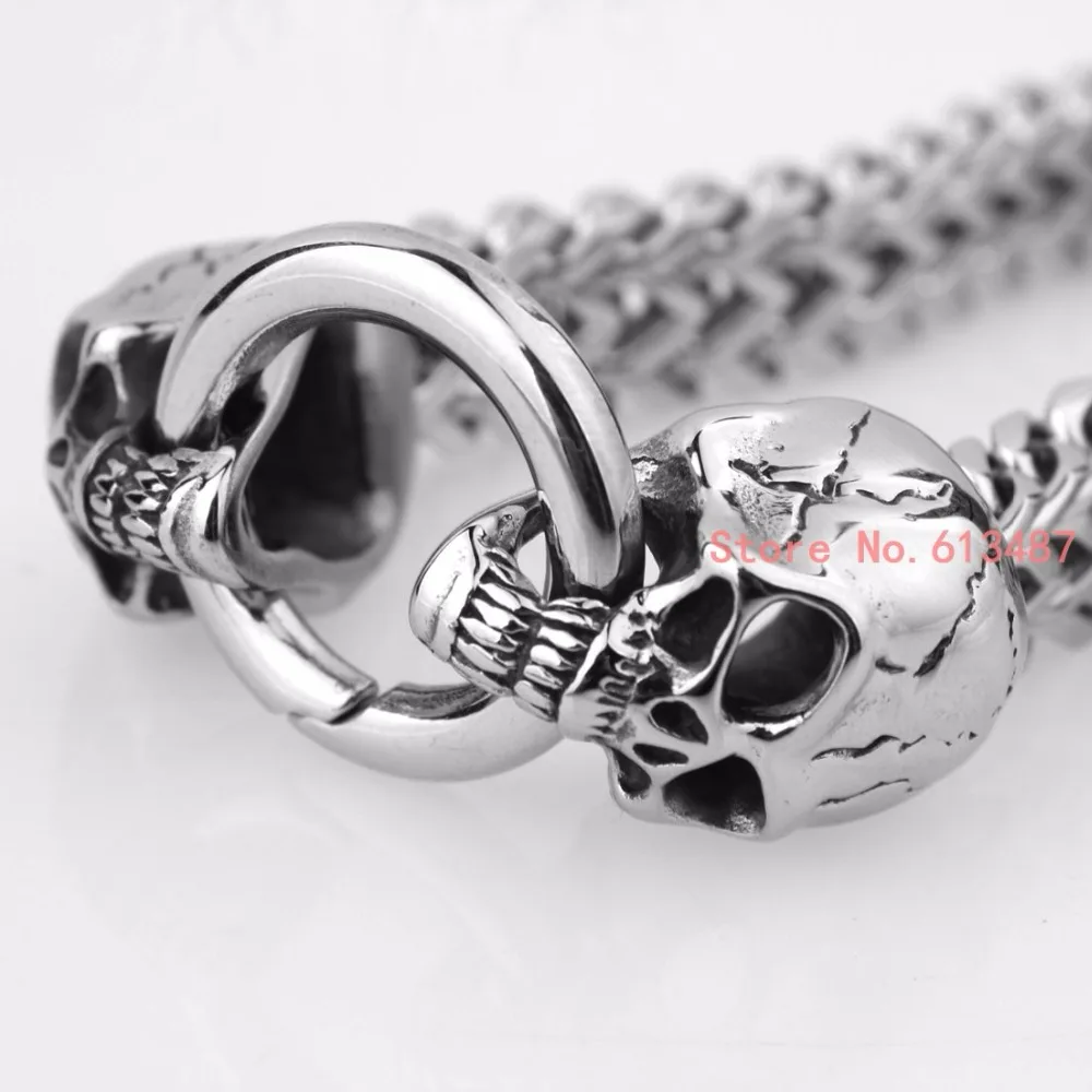 Мужской браслет из нержавеющей стали Серебристый в стиле панк с черепом ширина 12