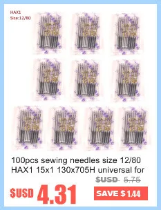 100 шт. Иглы Швейные иглы, булавки Размер 18# HAX1 705H 130R 130/705H 15X1H для бытовой машины Bernina Toyota Janome певец Юки