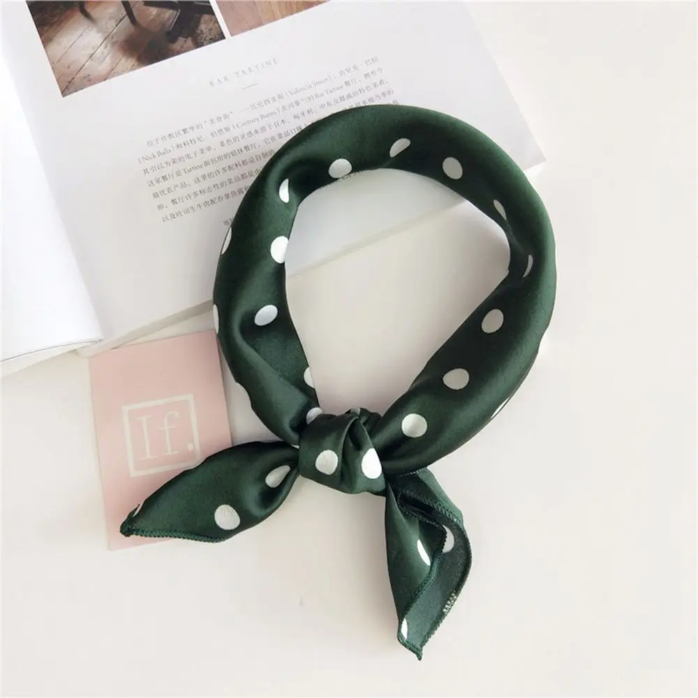

1 Pcs Elegant Women Square Silk Scarves Head Neck Satin Dot Scarf Skinny Vintage 50*50cm Small Fashion Soft Square Scarf
