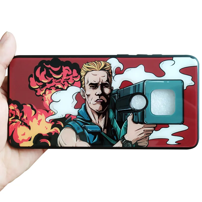 For Huawei Mate 20 Pro Case Schwarzenegger Printed Rocket Glass Cover pro Cartoon Fire Bag |