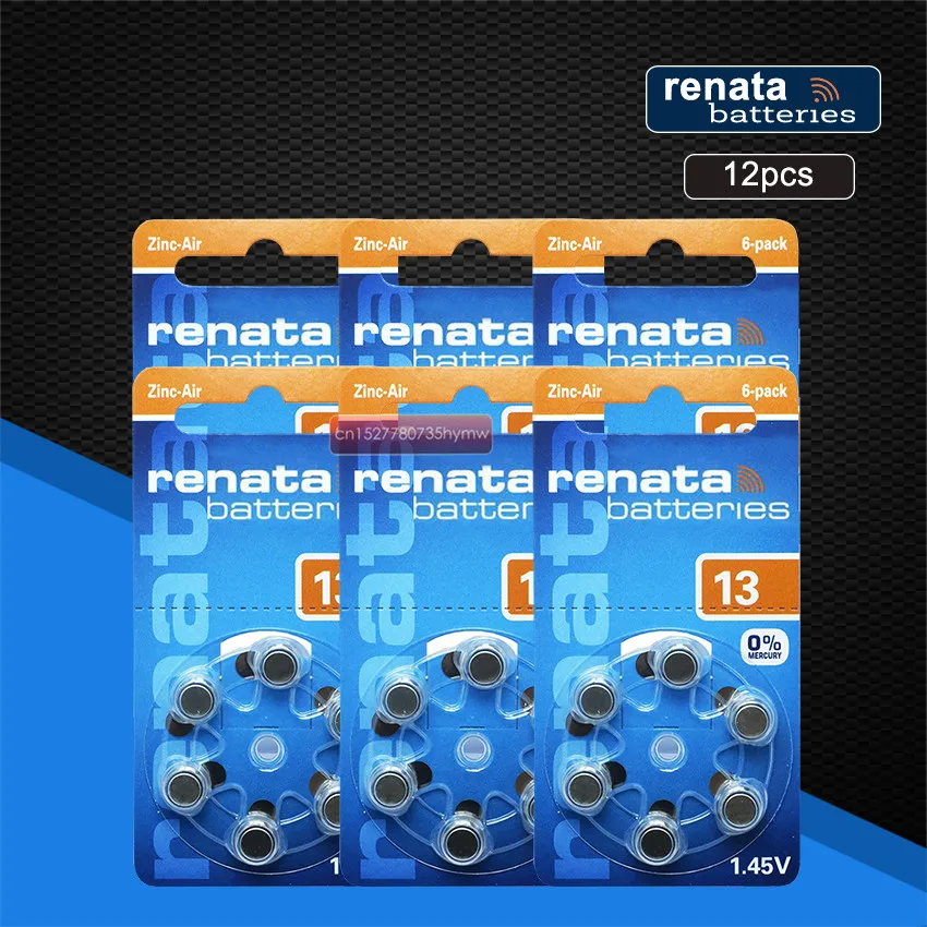 2 шт. в упаковке(12 шт.) Аккумуляторы для слуховых аппаратов Renata 13/A13/P13 для слуховых аппаратов BTE. 1,45 в цинковая воздушная батарея