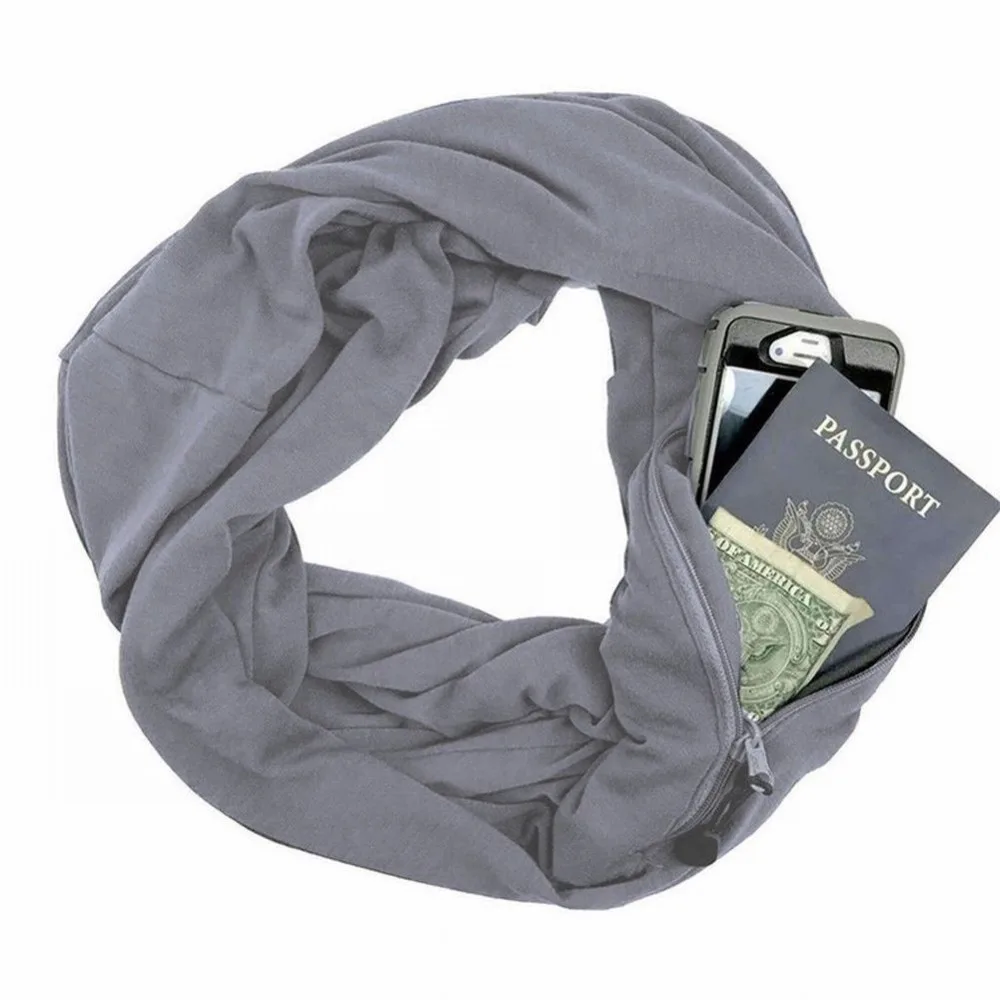 Scarf With Pocket Convertible Journey Infinity All-match Fashion Women Scarves Solid Soft Loop For Female | Дом и сад