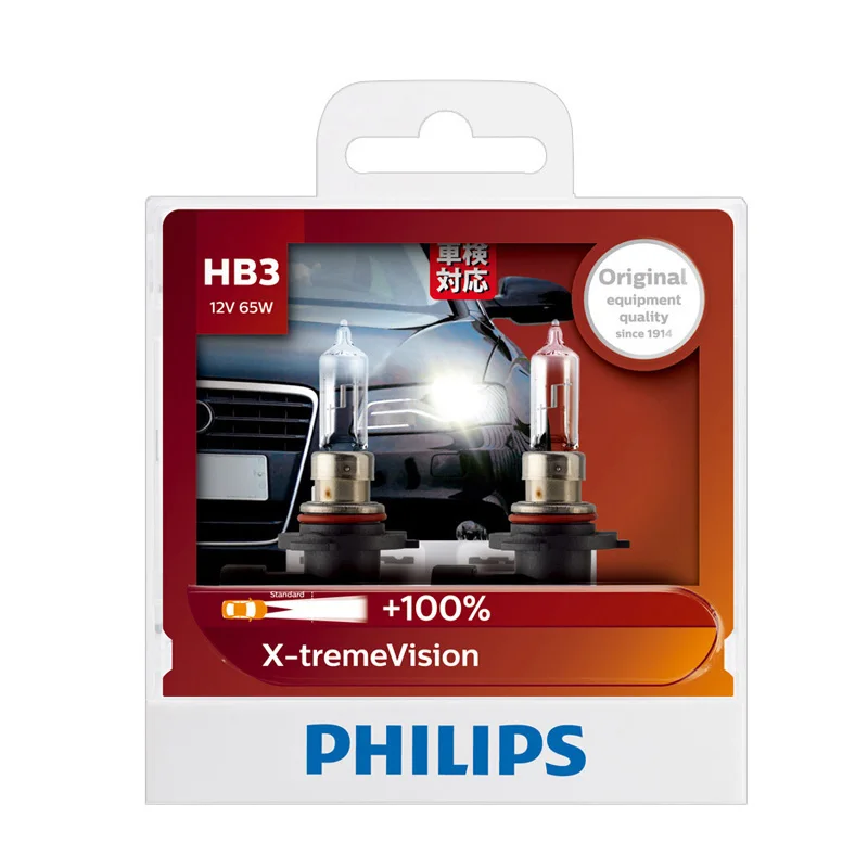 Philips 9005 HB3 12 в 65 Вт P20d X-treme Vision автомобильная фара яркие галогенные лампы 92
