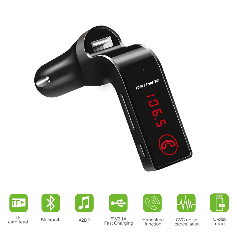 ONEVER fm передатчик громкой Bluetooth гарнитура для авто Беспроводной MP3 Радио модулятор