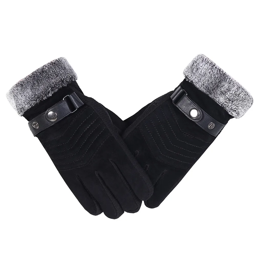 Men's Windproof Waterproof Bicycle Pigskin Slip Plus Velvet Thickening Gloves Fashion Accessories Outdoor Cycling #3N08 | Спорт и