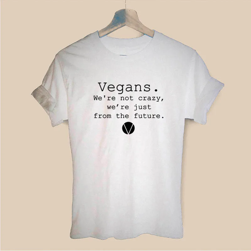 Future Is Vegan Вегетарианская Футболка с принтом букв, забавная футболка, женская одежда, повседневные топы с короткими рукавами, футболки, Прямая поставка - Цвет: WHITE