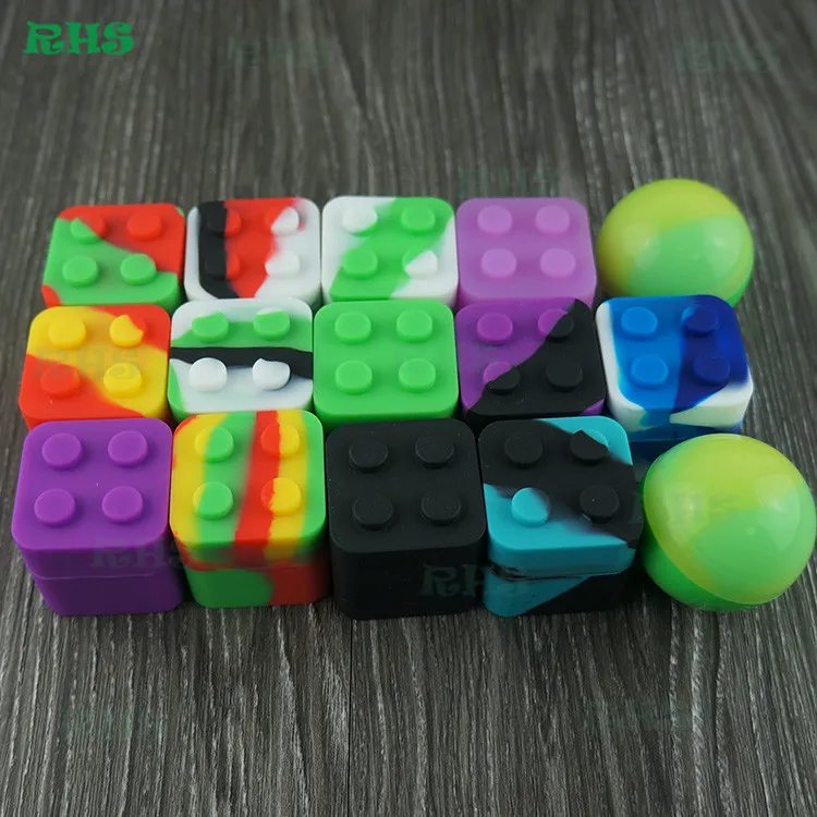 

FDA Approval 11ml 30*30*30mm silicone lego storage container, concentrate container from RHS 5pcs free shipping
