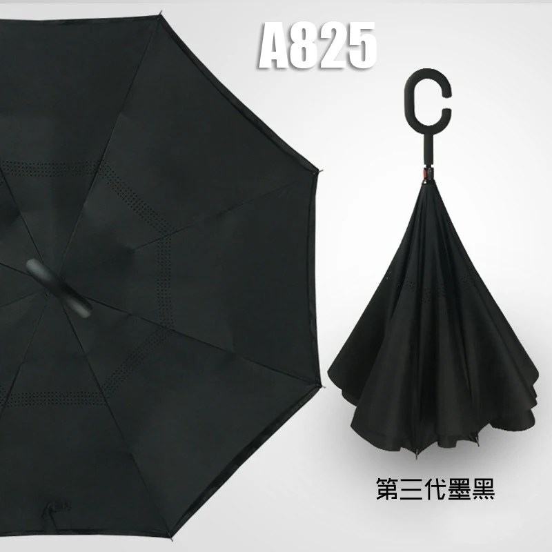 Umbrella A825 Ветрозащитный обратный зонт складной двойной слой перевернутый Chuva Зонты самостоятельно стоящий наизнанку абажур на дверной светильник в виде зонтика свободные руки зонтик - Цвет: Umbrella A825