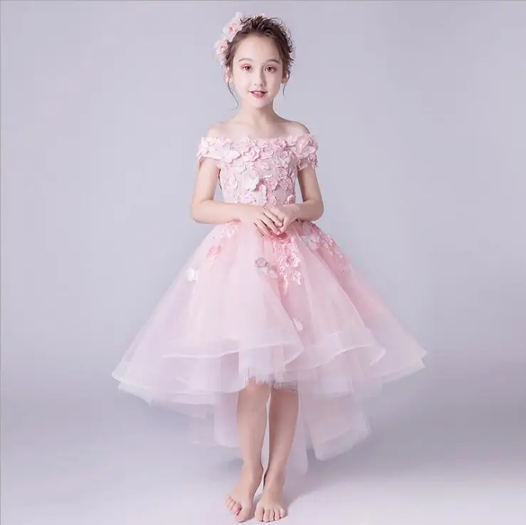 

Кружевное розовое платье принцессы с открытыми плечами, с цветочным узором, для вечеринки, дня рождения, свадьбы, торжества, первого причастия