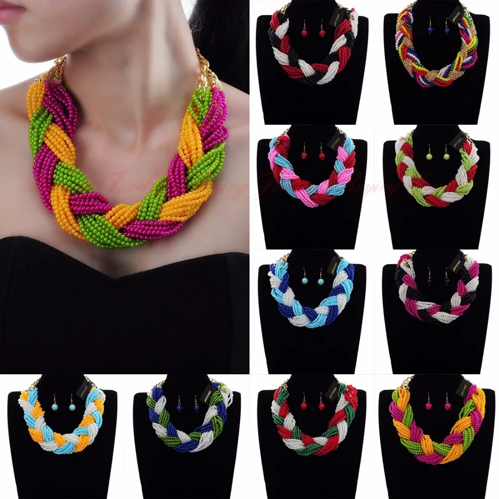 Женский комплект украшений подвеска чокер с бусинами из смолы массивное