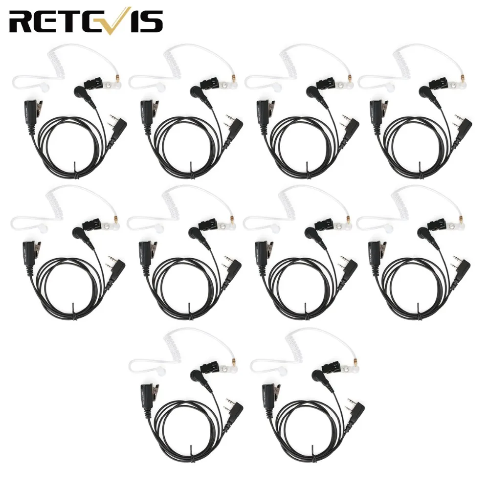 10 шт. Retevis 2 контактный акустический трубчатый наушник для Kenwood BAOFENG UV 5R H777 BF 888S HYT