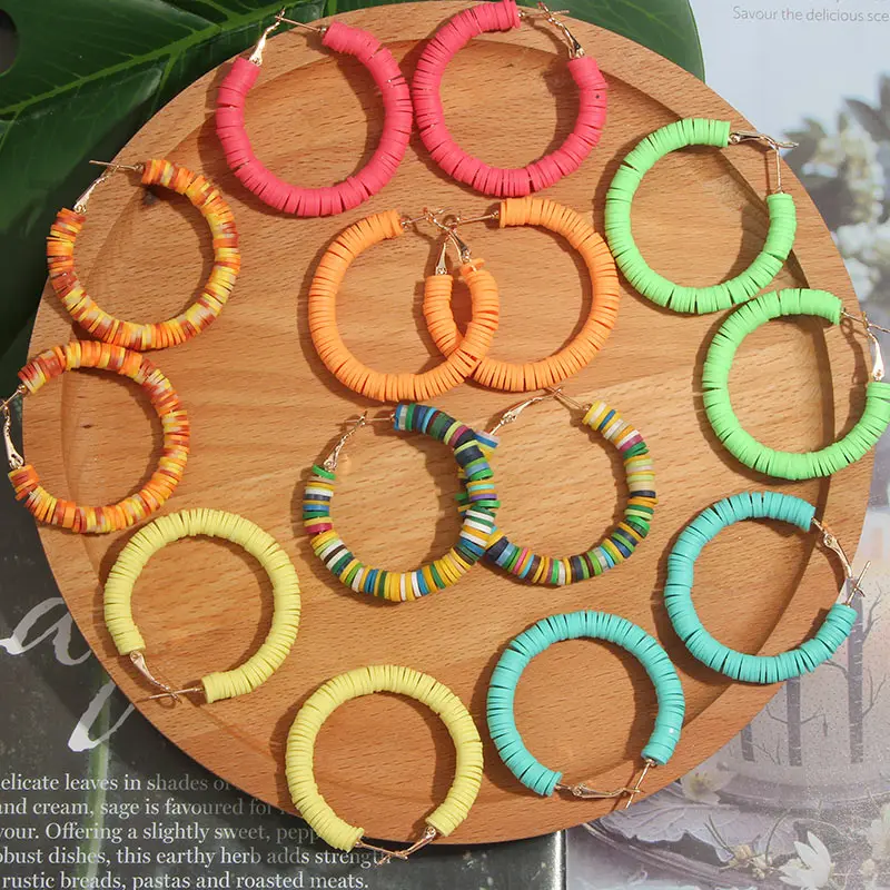 Женские серьги кольца из смолы JUST FEEL модные большие виниловые ручной работы в