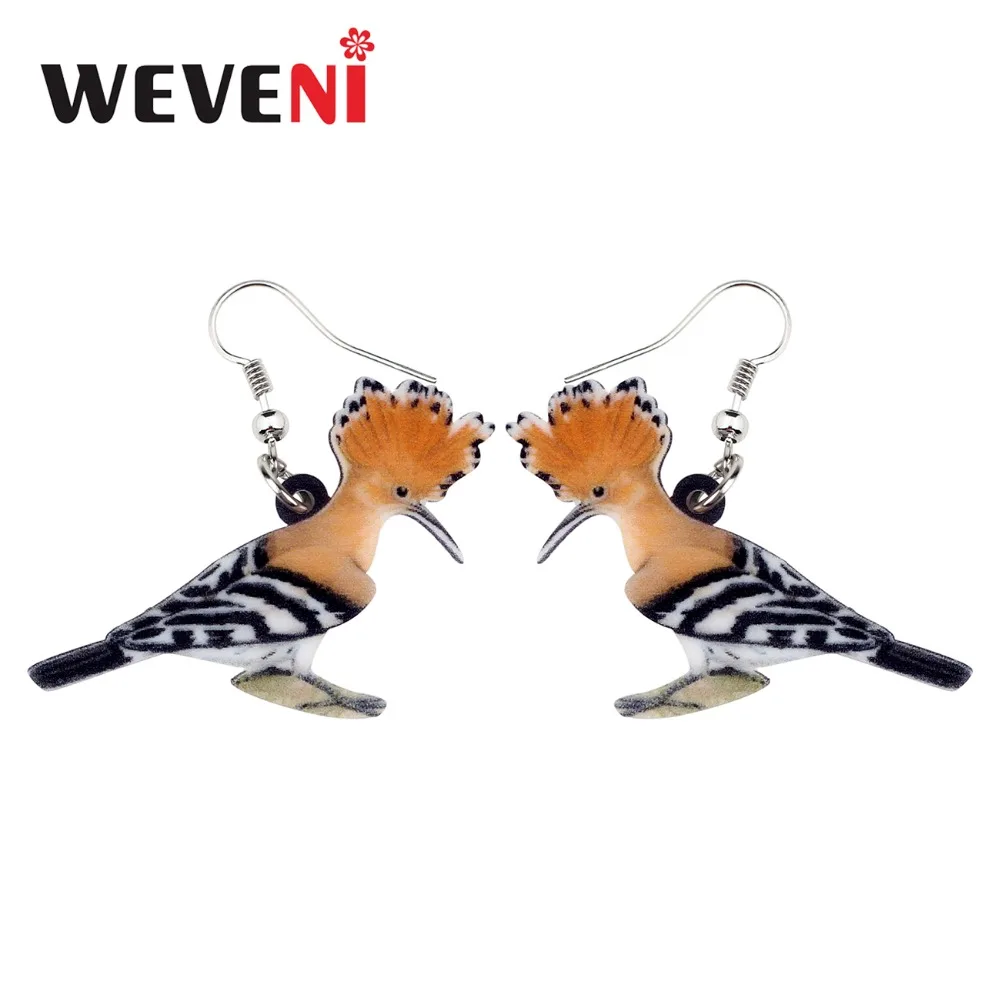 WEVENI акриловые аниме модные серьги с птицами Hoopoe новые длинные висячие ювелирные