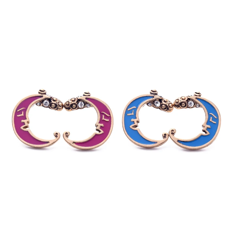 Большие цены Симпатичные синие и фиолетовые эмалевые серьги-гвоздики в форме