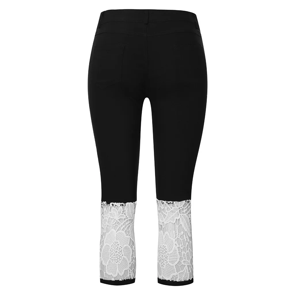 Boyfriend Jeans for Women Lace Pencil Jeans Skinny Denim Elastic Waist Jeans Vintage Streetwear Black Plus Size Pants Women 5XL
