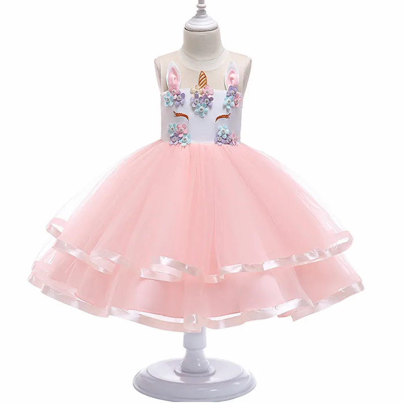 Only Dress Для маленьких девочек с цветочным узором для девочек с единорогом; платье-пачка принцессы; платье для дня рождения; модное платье для вечеринки Рождественская одежда костюм единорога - Цвет: Only Dress