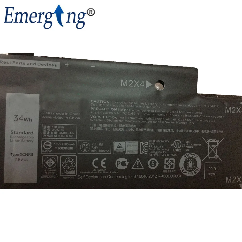 7 6 V 34WH новый оригинальный аккумулятор для ноутбука Dell Latitude 13 7370 E7370 WY7CG