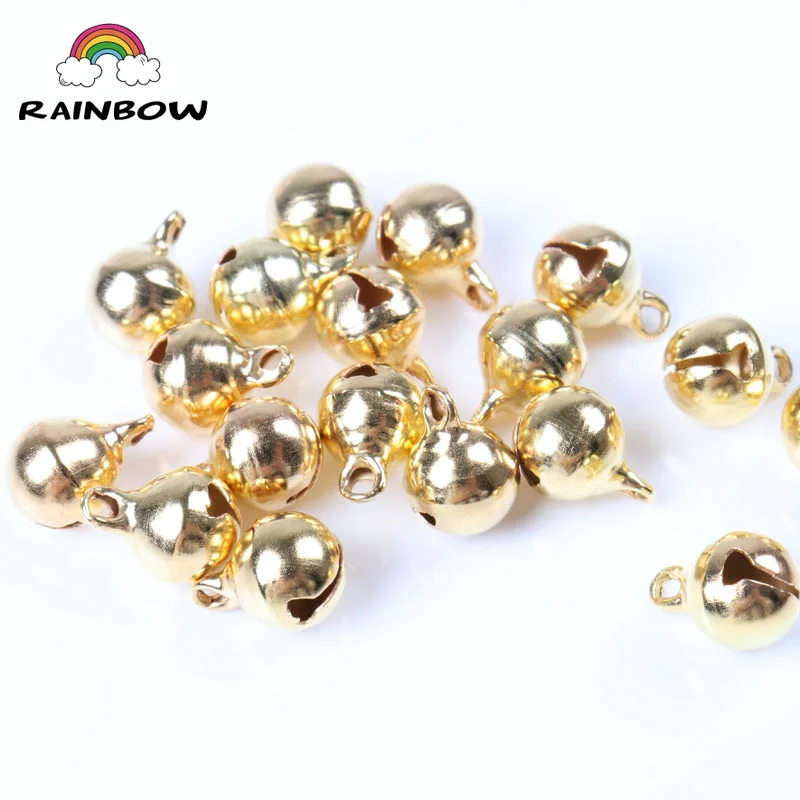 8mm 10pcs Gold Copper Round Loose Beads Jingle Bells Christmas Tree Ornamen Decoration Pendants Party Home Accessories | Украшения и