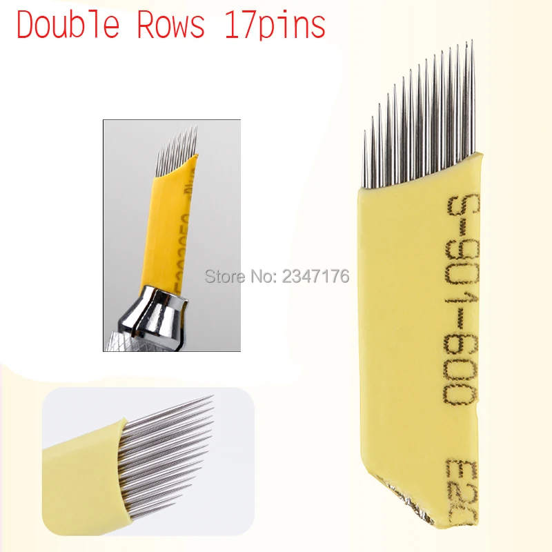 

100pcs Double Rows 17pins Microblading Needles for Embroidery manual Microblading Pen Permanent Makeup Eyebrow Tattoo Supplies