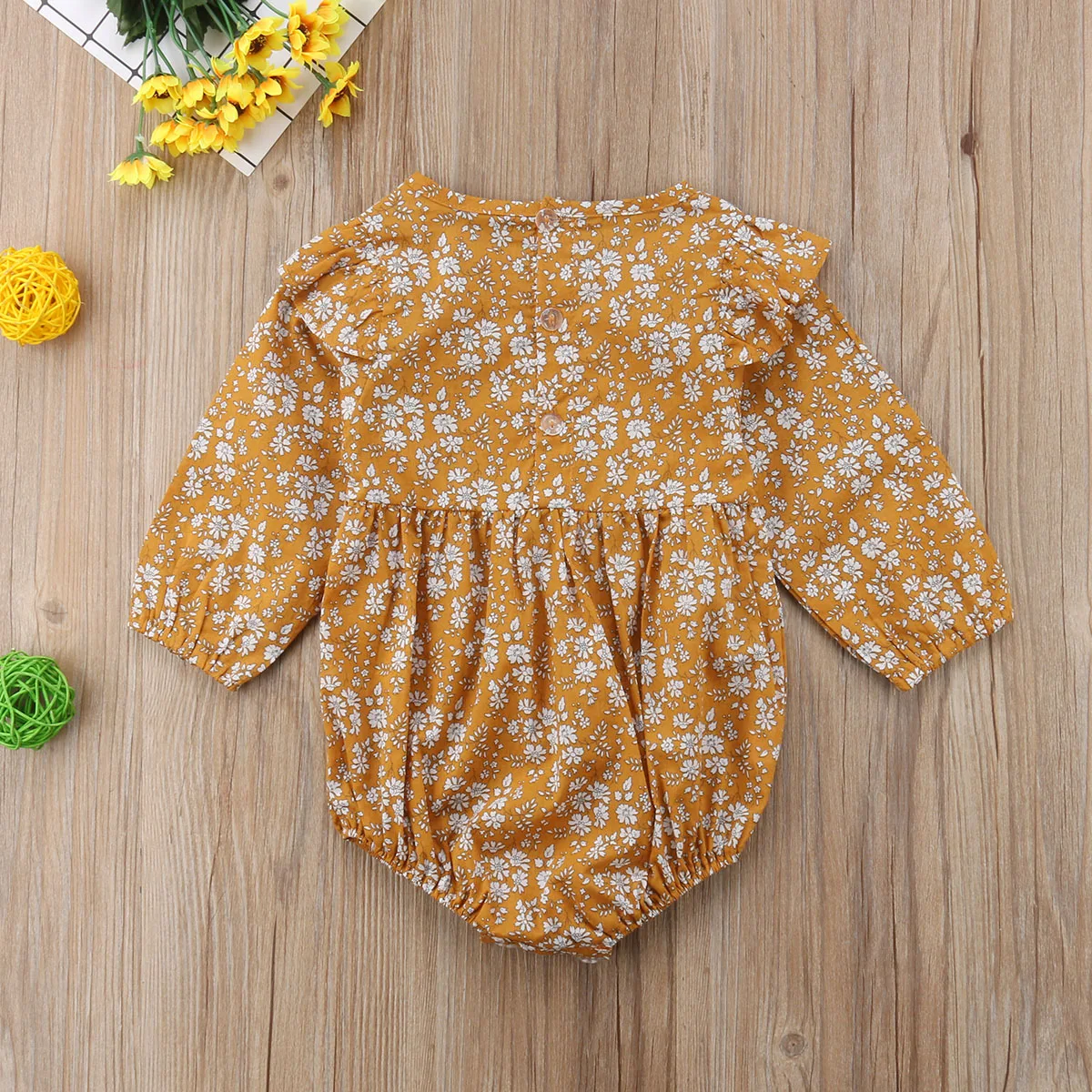 

Vintage Flower Newborn Infant Baby Girls Clothing Long Sleeve Rompers Jumpsuit Autumn New Baby Girl Clothes
