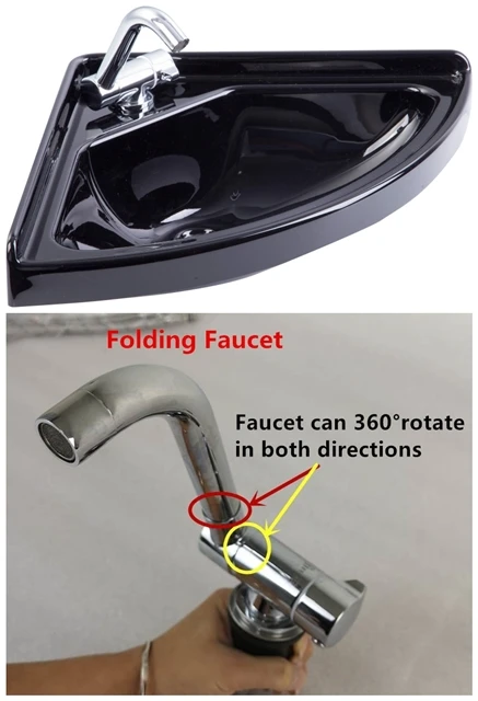 sink and faucet Лодка Караван RV Camper черная акриловая треугольная раковина 380*380*100 мм GR-Y003 - Цвет: sink and faucet