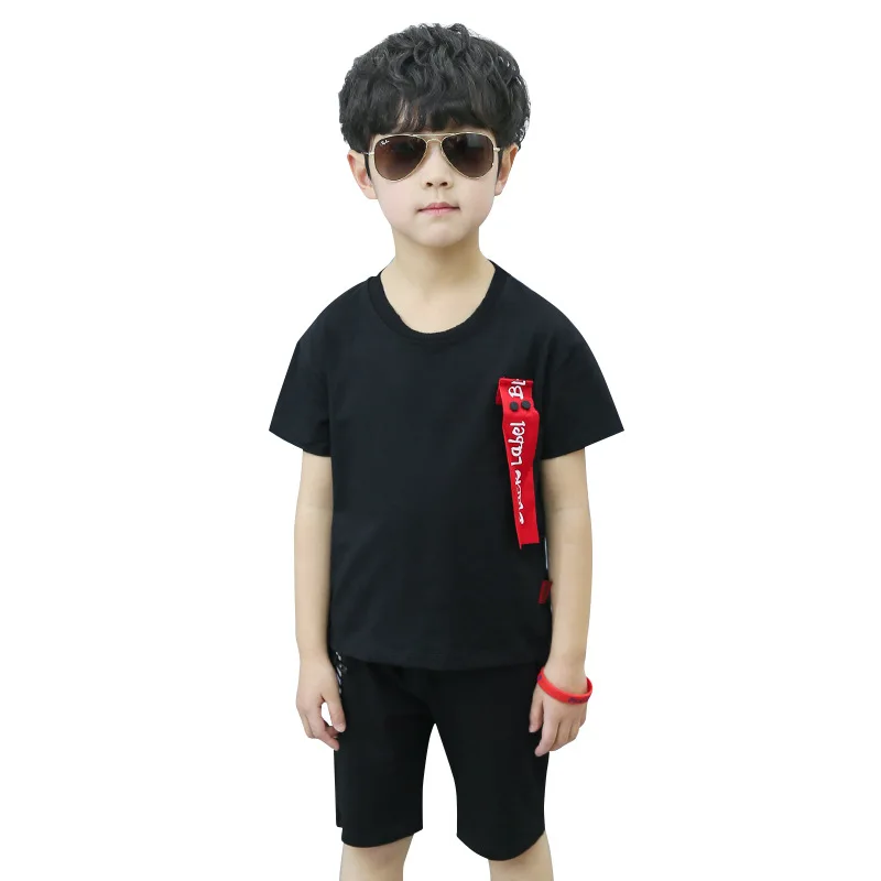 

2019 New Summer Boys Leisure Clothing Sets Kids Boys Geometry Tops T-shirt+Shorts 2 Pcs Boys Sports Suit