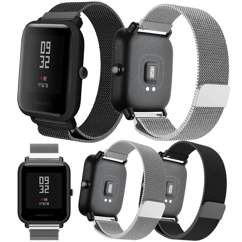 20 мм браслет для Amazfit ремень стальной Xiaomi Huami Bip Youth Смарт часы ремешок