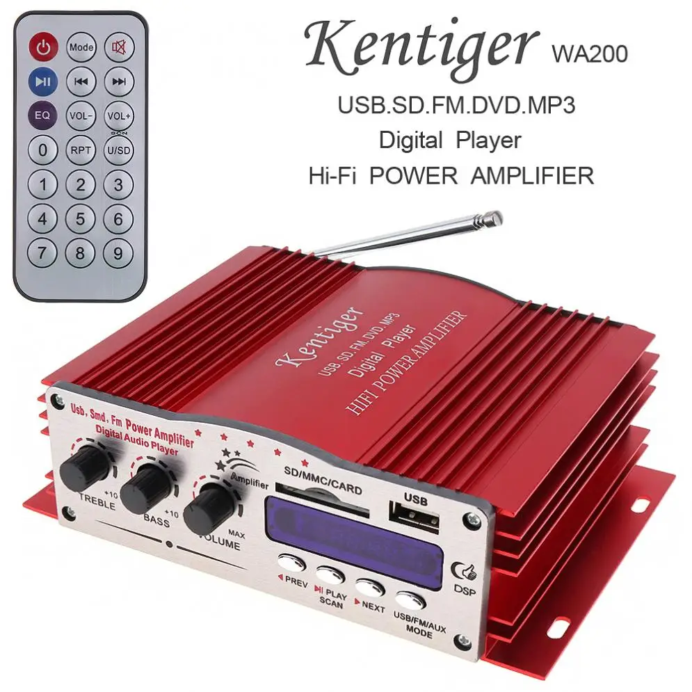 12V Hi Fi стерео усилитель цифровой дисплей FM аудио радио плеер MP3 Динамик 4 Каналы