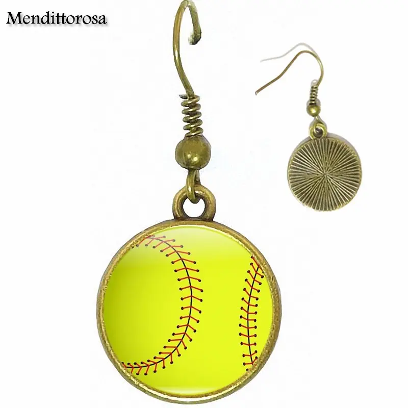 Винтажные Ювелирные изделия с покрытием Softball стеклянный кабошон