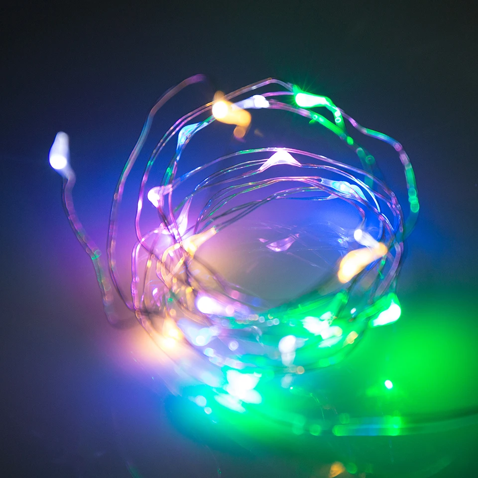 Супер дешевые 2 м Светодиодные серебряные Проводные гирлянды для рождества дома