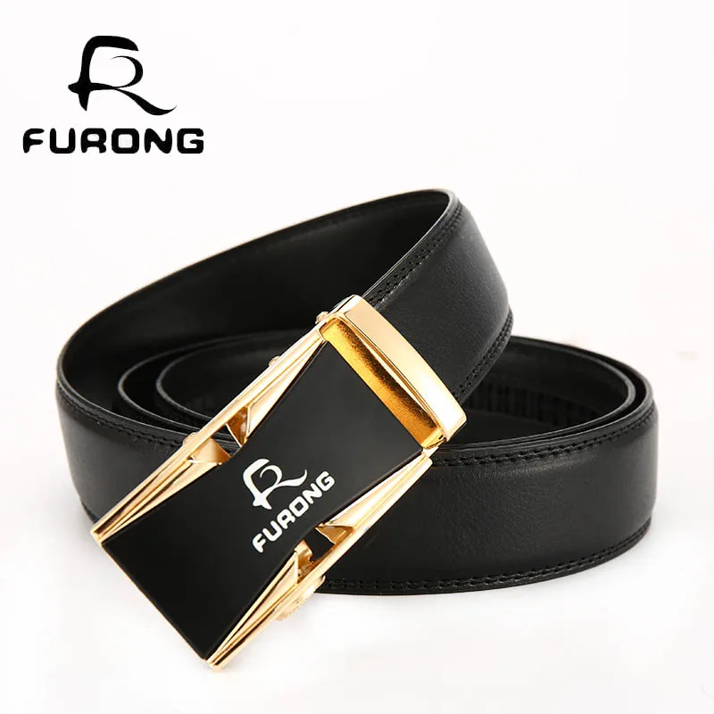 FURONG Designer Luxury Leather Men's Belts Good Quality Business Men Automatic Belts 100% Genuine Luxury Leather Belt Men