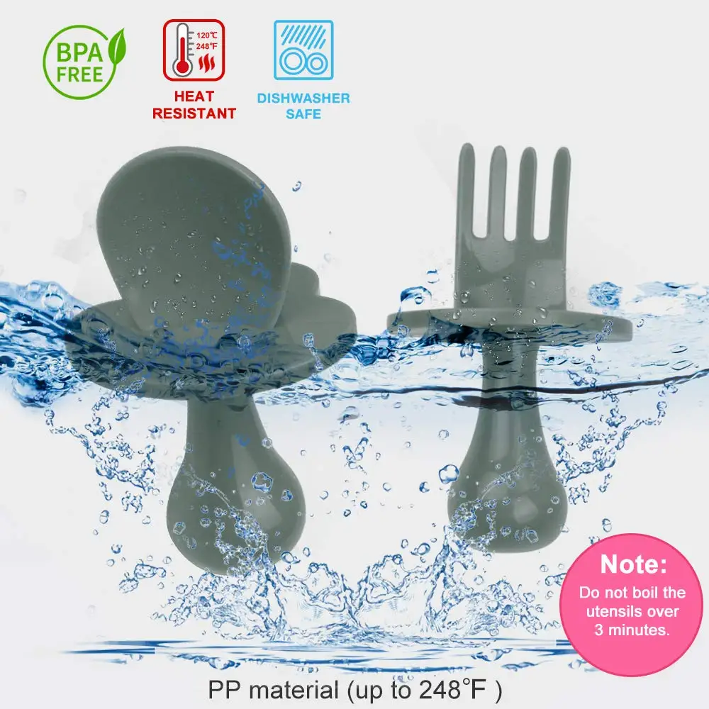 

Spoon Fork Self Feeding Utensils First Training Baby Eating Supplies BPA Free, Baby Led Weaning for 6+ Month Baby Toddler