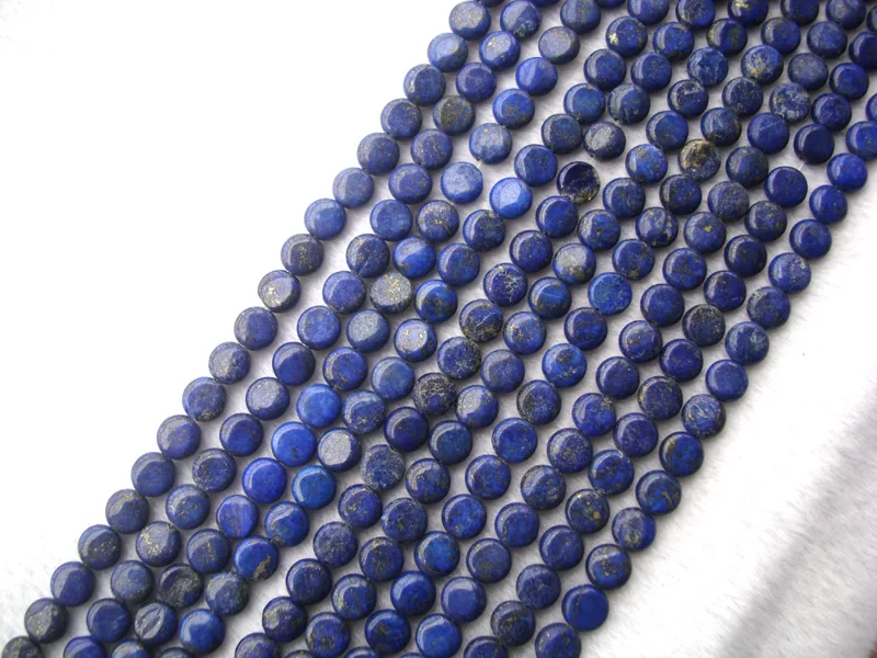 Плоские/круглые бусины из натурального лазурита свободные для самостоятельного