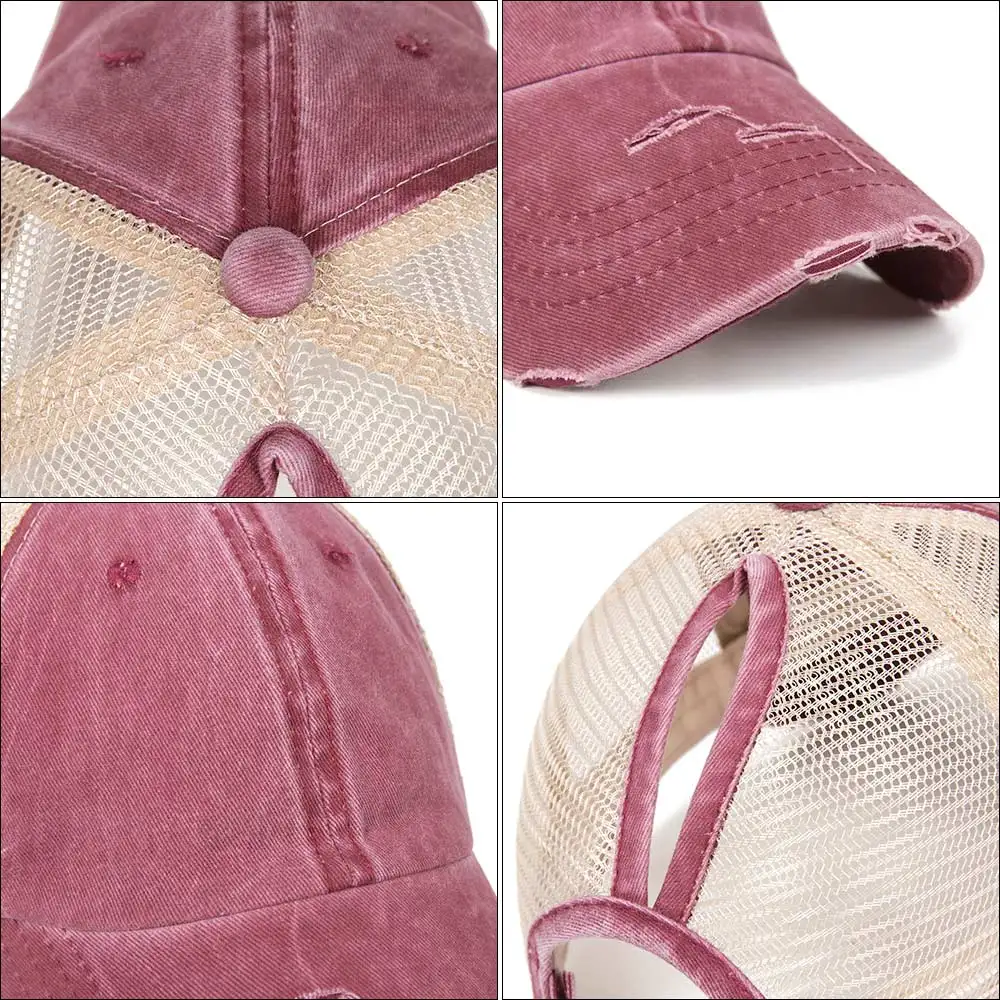 IWINTER джинсовая бейсболка Женский хвостик дышащая сетка регулируемая Snapback