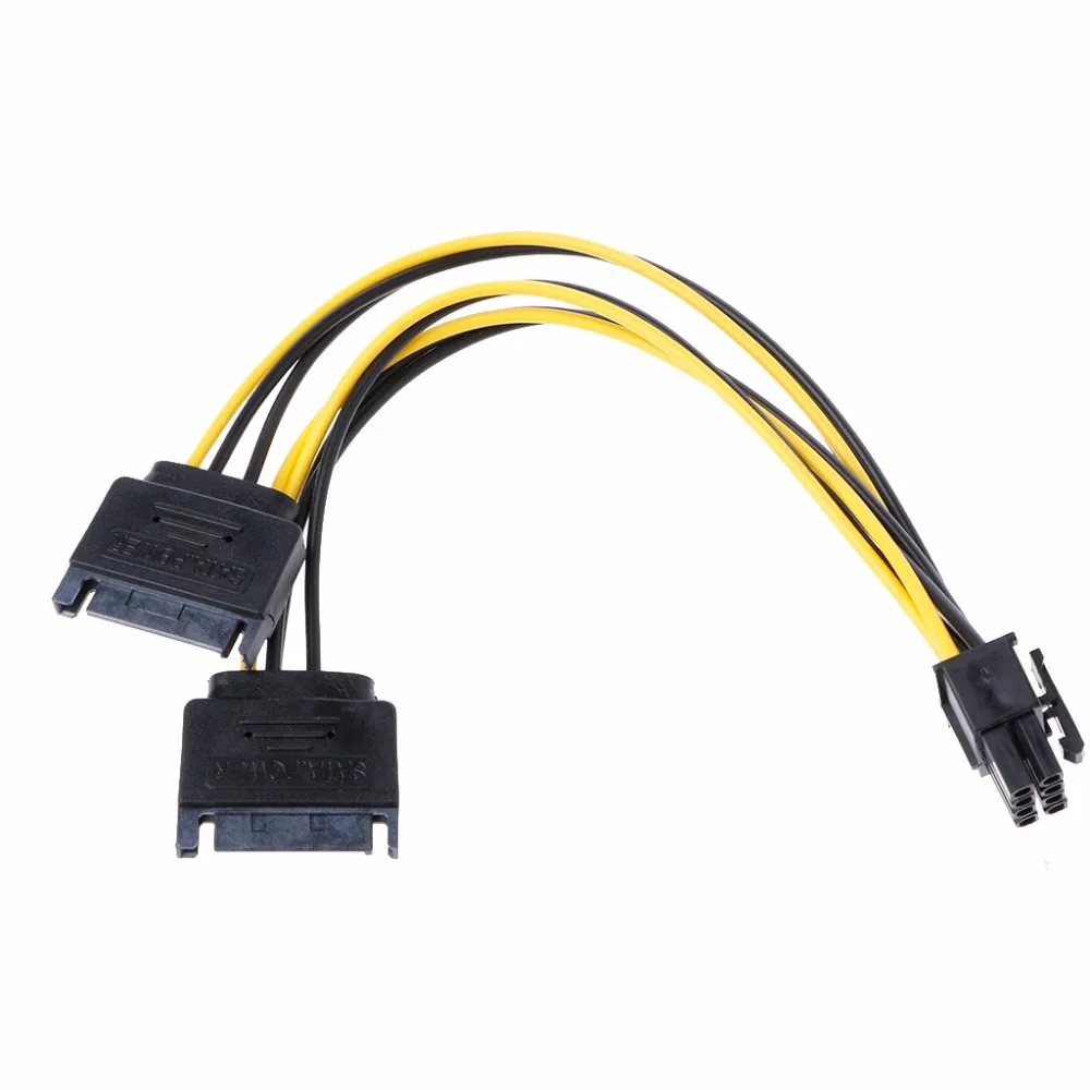 Двойной 15Pin SATA штекер 8 pin (6 + 2) PCI E папа видео карта Кабель питания 20