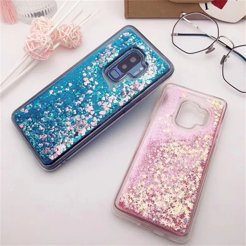 Жидкий чехол для Samsung Galaxy S8 S9 Plus S6 S7 Edge блестящий силиконовый с полным покрытием из